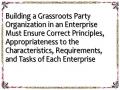 Building a Grassroots Party Organization in an Enterprise Must Ensure Correct Principles, Appropriateness to the Characteristics, Requirements, and Tasks of Each Enterprise