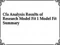 Cfa Analysis Results of Research Model Fit 1 Model Fit Summary