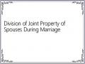 Division of Joint Property of Spouses During Marriage