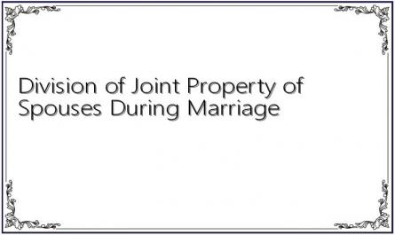 Division of Joint Property of Spouses During Marriage