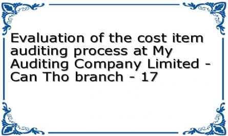 Evaluation of the cost item auditing process at My Auditing Company Limited - Can Tho branch - 17