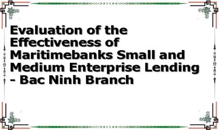 Evaluation of the Effectiveness of Maritimebanks Small and Medium Enterprise Lending - Bac Ninh Branch