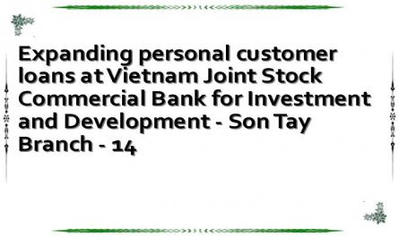 Expanding personal customer loans at Vietnam Joint Stock Commercial Bank for Investment and Development - Son Tay Branch - 14