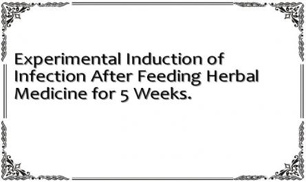 Experimental Induction of Infection After Feeding Herbal Medicine for 5 Weeks.