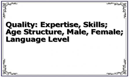 Quality: Expertise, Skills; Age Structure, Male, Female; Language Level