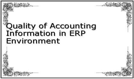 Quality of Accounting Information in ERP Environment