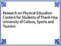 Research on Physical Education Content for Students of Thanh Hoa University of Culture, Sports and Tourism.