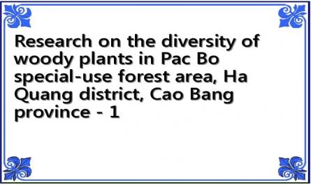 Research on the diversity of woody plants in Pac Bo special-use forest area, Ha Quang district, Cao Bang province - 1