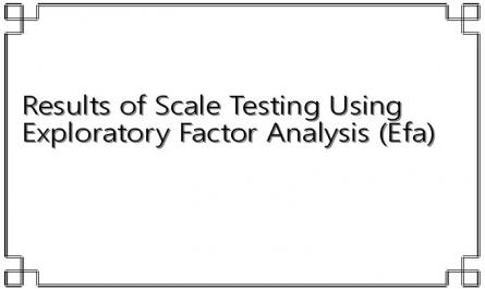 Results of Scale Testing Using Exploratory Factor Analysis (Efa)