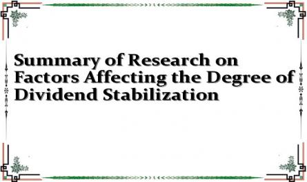 Summary of Research on Factors Affecting the Degree of Dividend Stabilization
