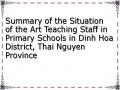 Summary of the Situation of the Art Teaching Staff in Primary Schools in Dinh Hoa District, Thai Nguyen Province