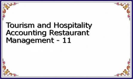 Tourism and Hospitality Accounting Restaurant Management - 11