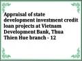 Appraisal of state development investment credit loan projects at Vietnam Development Bank, Thua Thien Hue branch - 12