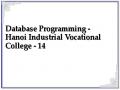Database Programming - Hanoi Industrial Vocational College - 14