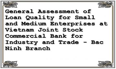 General Assessment of Loan Quality for Small and Medium Enterprises at Vietnam Joint Stock Commercial Bank for Industry and Trade - Bac Ninh Branch