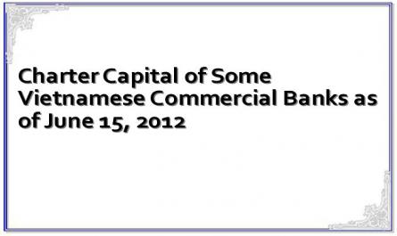 Charter Capital of Some Vietnamese Commercial Banks as of June 15, 2012