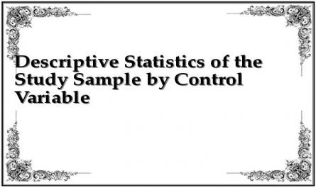 Descriptive Statistics of the Study Sample by Control Variable