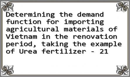 Determining the demand function for importing agricultural materials of Vietnam in the renovation period, taking the example of Urea fertilizer - 21