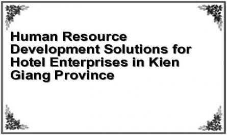 Human Resource Development Solutions for Hotel Enterprises in Kien Giang Province