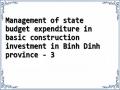 Management of state budget expenditure in basic construction investment in Binh Dinh province - 3