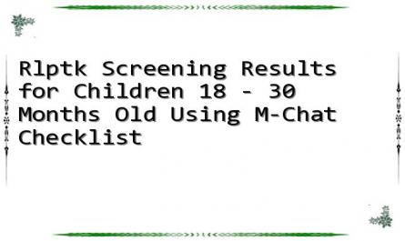 Rlptk Screening Results for Children 18 - 30 Months Old Using M-Chat Checklist