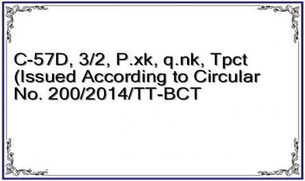 C-57D, 3/2, P.xk, q.nk, Tpct (Issued According to Circular No. 200/2014/TT-BCT