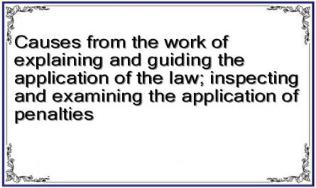 Causes from the work of explaining and guiding the application of the law; inspecting and examining the application of penalties