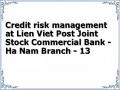 Credit risk management at Lien Viet Post Joint Stock Commercial Bank - Ha Nam Branch - 13