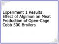 Experiment 1 Results: Effect of Algimun on Meat Production of Open-Cage Cobb 500 Broilers
