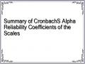 Summary of CronbachS Alpha Reliability Coefficients of the Scales