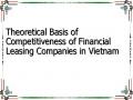 Theoretical Basis of Competitiveness of Financial Leasing Companies in Vietnam