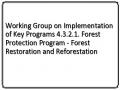 Working Group on Implementation of Key Programs 4.3.2.1. Forest Protection Program - Forest Restoration and Reforestation