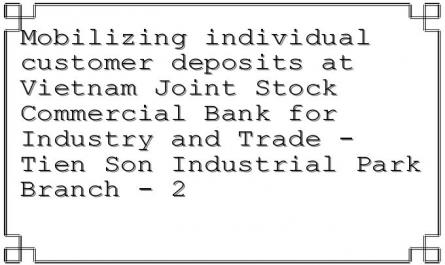 Mobilizing individual customer deposits at Vietnam Joint Stock Commercial Bank for Industry and Trade - Tien Son Industrial Park Branch - 2