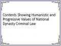 Contents Showing Humanistic and Progressive Values of National Dynasty Criminal Law