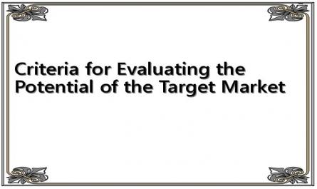 Criteria for Evaluating the Potential of the Target Market