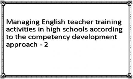 Managing English teacher training activities in high schools according to the competency development approach - 2