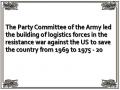 The Party Committee of the Army led the building of logistics forces in the resistance war against the US to save the country from 1969 to 1975 - 20
