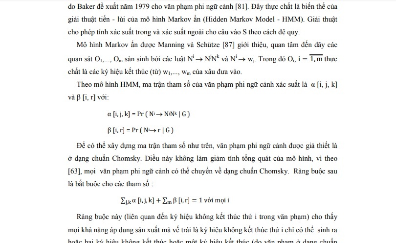 Mô hình Markov ẩn được Manning và Schütze 87 giới thiệu quan tâm đến dãy các 1
