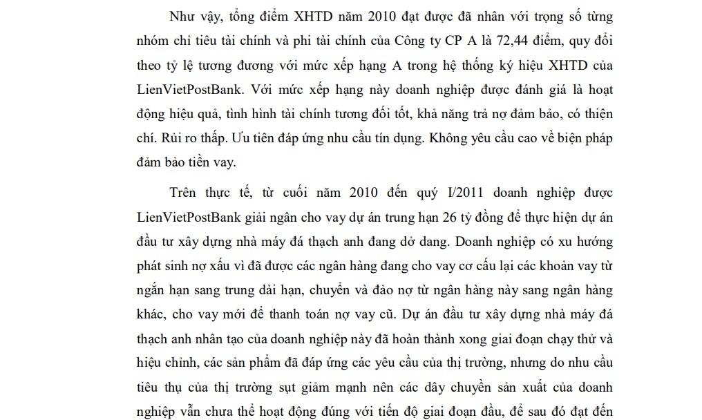 Phân tích riêng lẻ từng chỉ tiêu tài chính của Công ty CP A cho thấy so với số 1