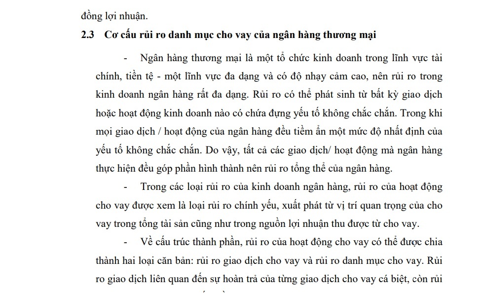 Cho vay có đảm bảo bằng tài sản Bên cạnh nguồn thu nợ thứ nhất từ dòng 1