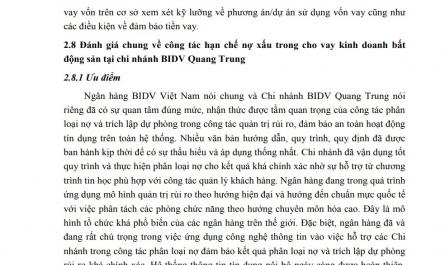 Tác Động Của Nợ Xấu Trong Cho Vay Kinh Doanh  Bất Động Sản  Đối Với Nhtm Cổ Phần Bidv
