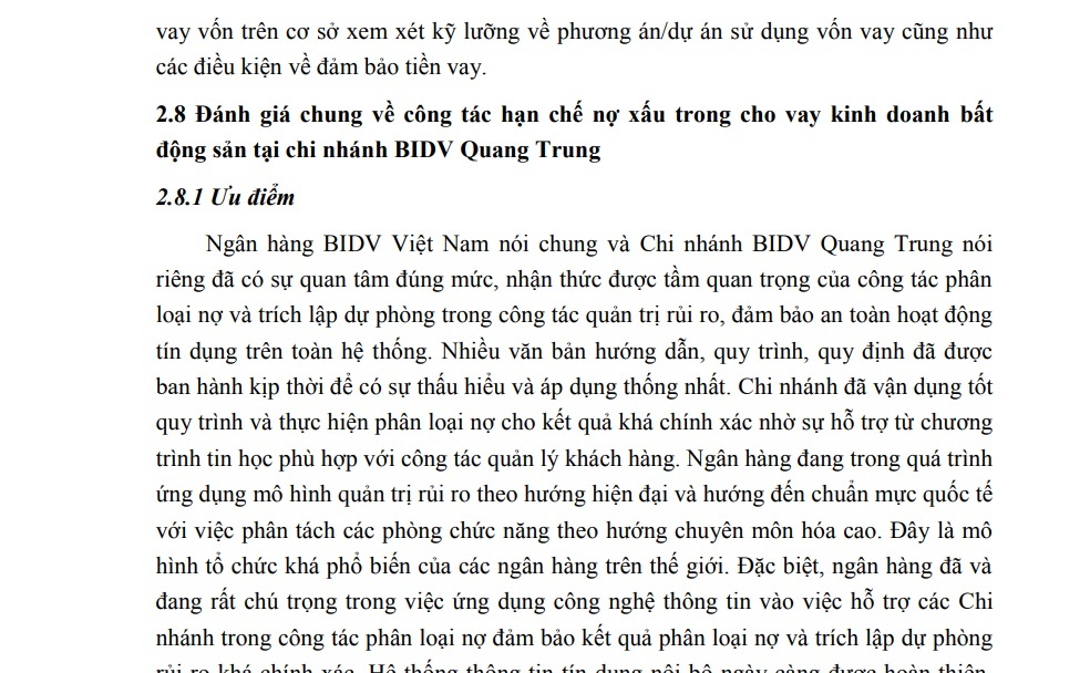 Chi nhánh đã kết hợp việc mở rộng tín dụng với hạn chế rủi ro tín dụng 1