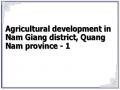 Agricultural development in Nam Giang district, Quang Nam province