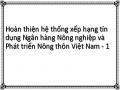 Hoàn thiện hệ thống xếp hạng tín dụng Ngân hàng Nông nghiệp và Phát triển Nông thôn Việt Nam