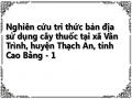 Nghiên cứu tri thức bản địa sử dụng cây thuốc tại xã Vân Trình, huyện Thạch An, tỉnh Cao Bằng