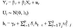 Trong đó p là bậc của mô hình GARCH q là bậc của mô hình ARCH Phương trình 5