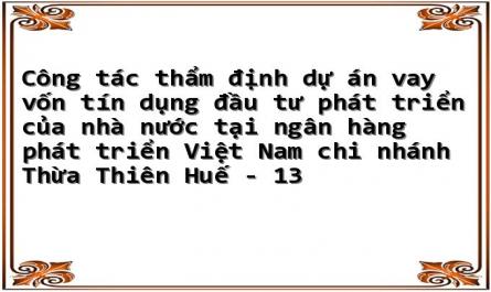 Công tác thẩm định dự án vay vốn tín dụng đầu tư phát triển của nhà nước tại ngân hàng phát triển Việt Nam chi nhánh Thừa Thiên Huế - 13