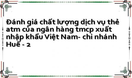 Đánh giá chất lượng dịch vụ thẻ atm của ngân hàng tmcp xuất nhập khẩu Việt Nam- chi nhánh Huế - 2