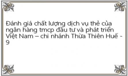 Đánh giá chất lượng dịch vụ thẻ của ngân hàng tmcp đầu tư và phát triển Việt Nam – chi nhánh Thừa Thiên Huế - 9