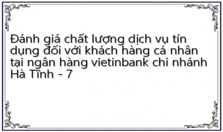 Đánh giá chất lượng dịch vụ tín dụng đối với khách hàng cá nhân tại ngân hàng vietinbank chi nhánh Hà Tĩnh - 7